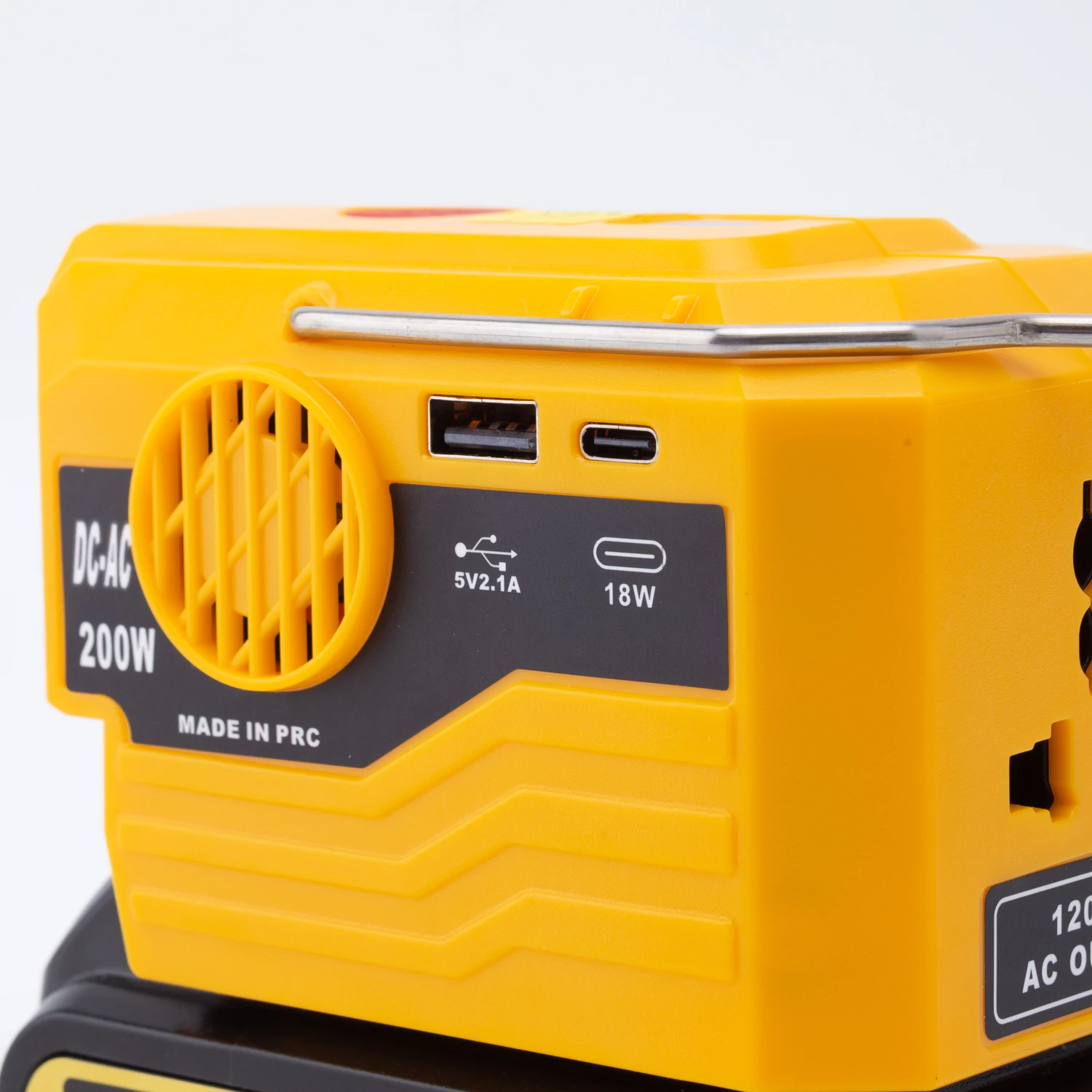 200W Tool Battery Inverter For DeWalt 20V Li-ion Battery Inverter with 280LM LED Light USB and Type-C Interface(Without Battrey)