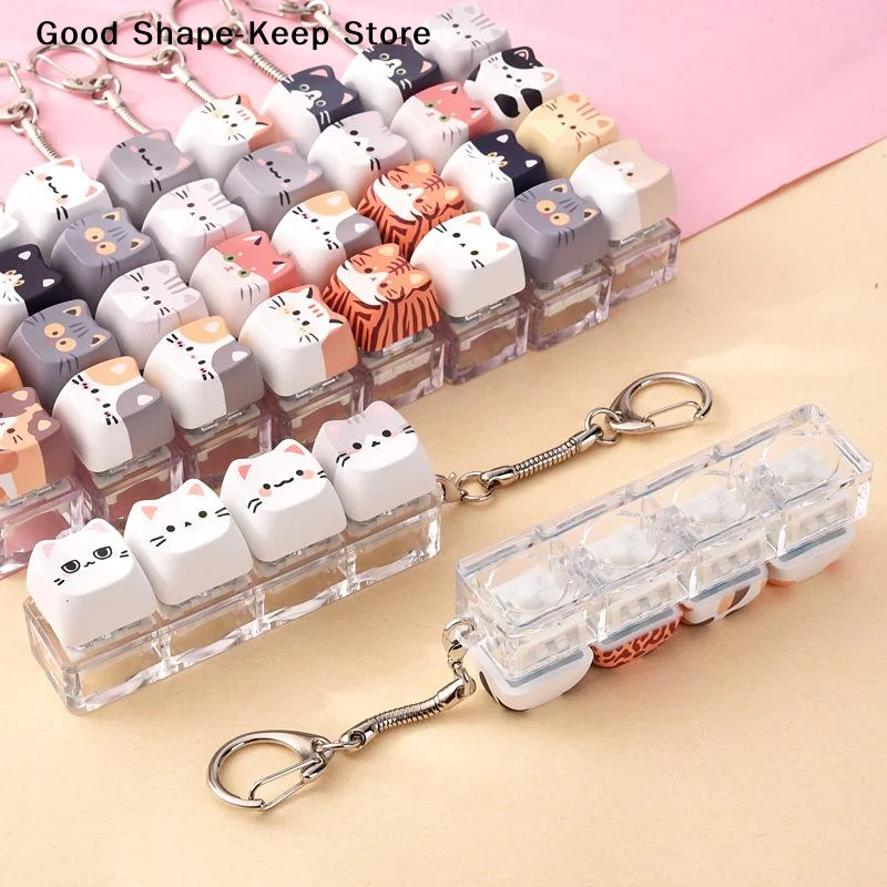 daily1PCS 9 Keys Cute Flower Heart Star Mechanical Keycap Fidget Keychain Stress Relief Finger Press ToyDaily products