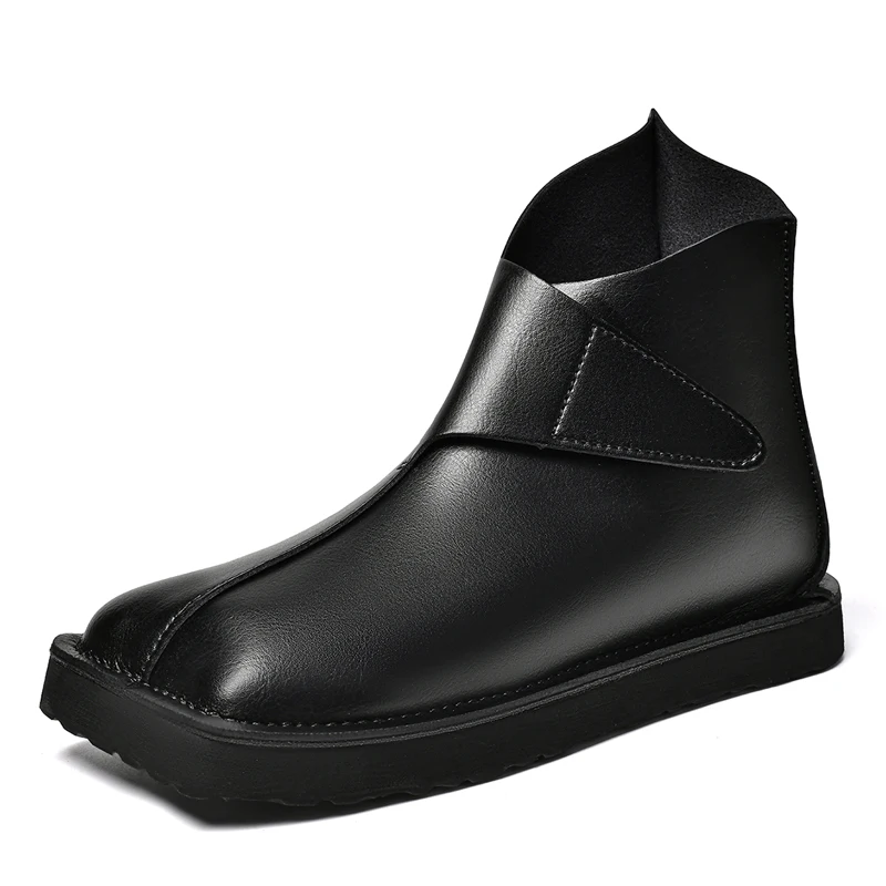 Genuine Leather Men Chelsea Boots Fashion Man Walking Shoes All-match High Top Shoes Motocross Boots New Trend Mens Ankle Boots