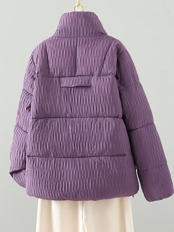 

Warm Thiened ort down Cotton Jaet Women's Faionable Stand Collar Slimming Winter Coat Small Size Retro Sle