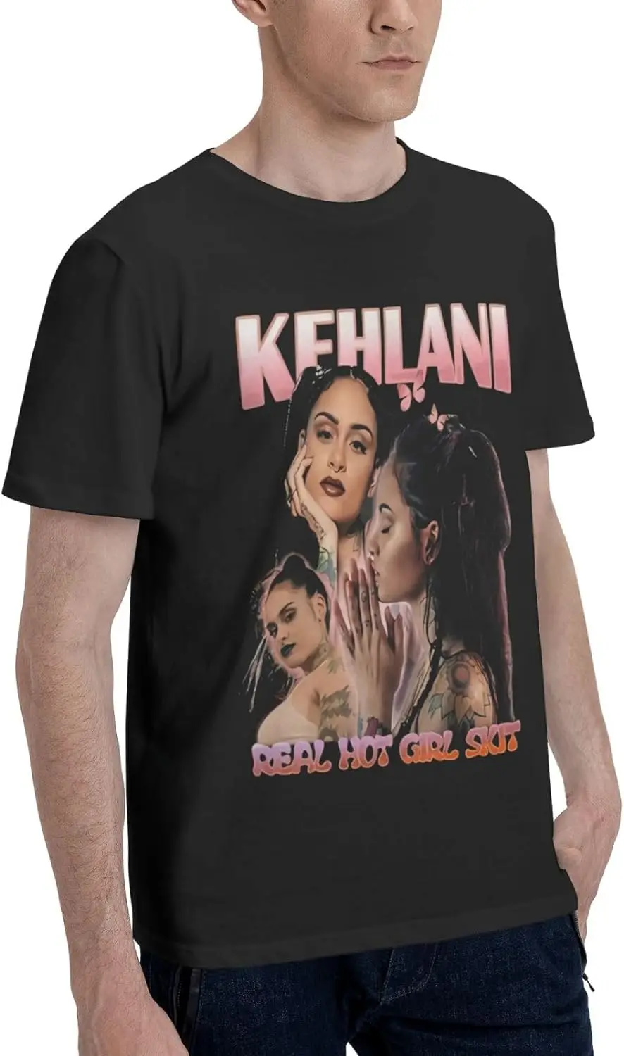 Kehlan Mens Womens Hip Hop Rap Trap Rapper Streetwear Vintage Style T-Shirt Black