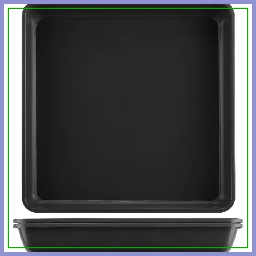 

23 inch Square Plant Saucer 2 Pack - Plastic Basin Tray for Indoor/Outdoor Use, Large/Small Water Receiving Tray, Black