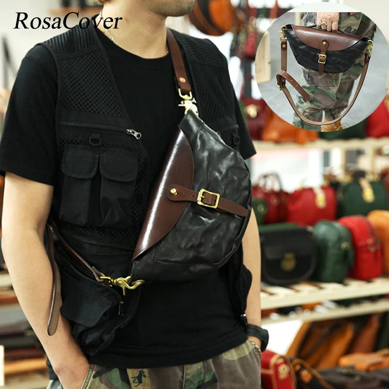 High Quality Genuine Leather Men Messenger Bag Casual Crossbody Bag Fashion Men's Handbag Men Chest Bag Male Shoulder Bag