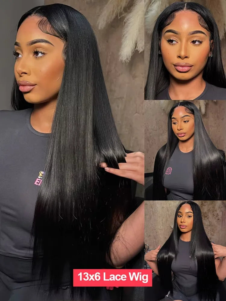 40 50 Inch Long Bone Straight Human Hair Wigs 13x6 HD Lace Frontal Wig 250 Density 100% Raw 360 Full Lace Front Human Hair Wig image 4