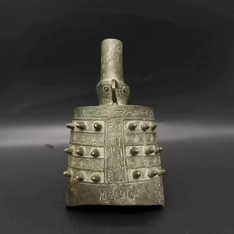 Chinese Bronze Chime Bell Model Ancient Music Instrument Antique Copper Bell Desk Ornament Home Office Feng Shui Decor