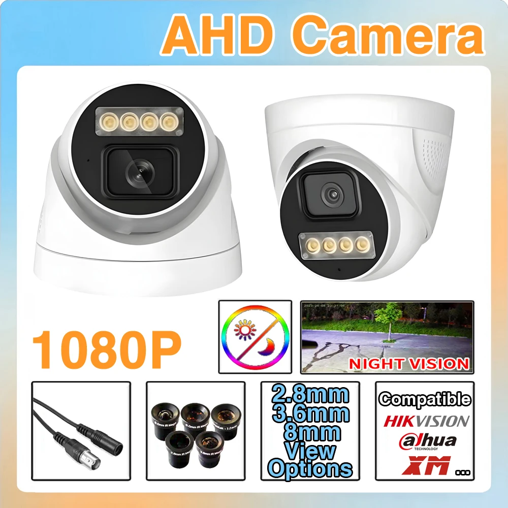 

1920*1080P Full Color Dome AHD CAMERA 2MP Indoor HD Security CCTV Auto Luminous Led for Clear Night Vision For Home Surveillance