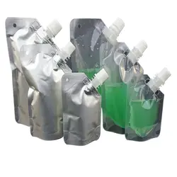 100pcs 50ml 100ml 250ml Empty Transparent bag Aluminum Foil Spout Bag Drinking Liquid Storage Bag Milk Sauce Oil Stand Up bag