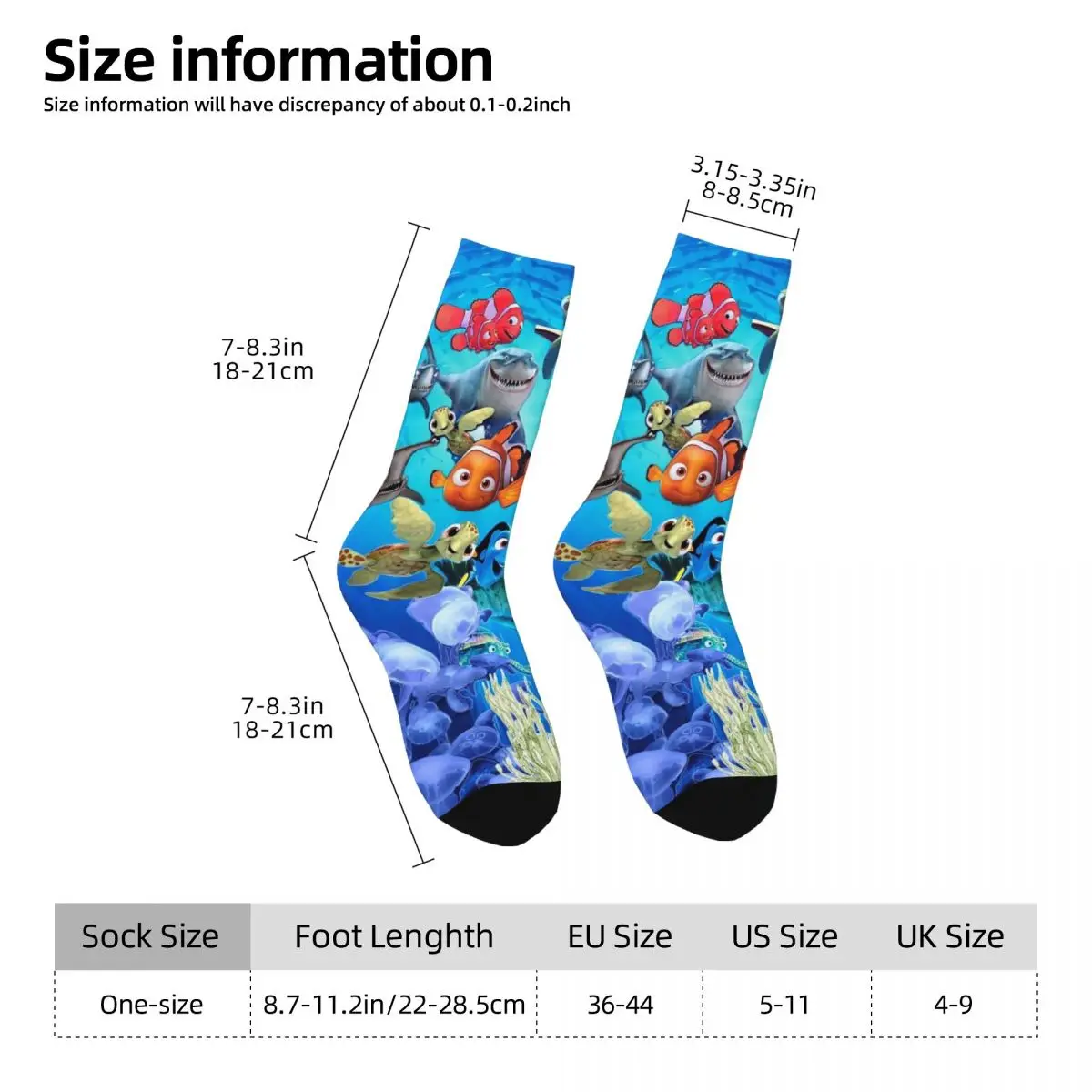 Finding Dory Socks Harajuku High Quality Stockings All Season Long Socks Accessories for Man's Woman's Christmas Gifts