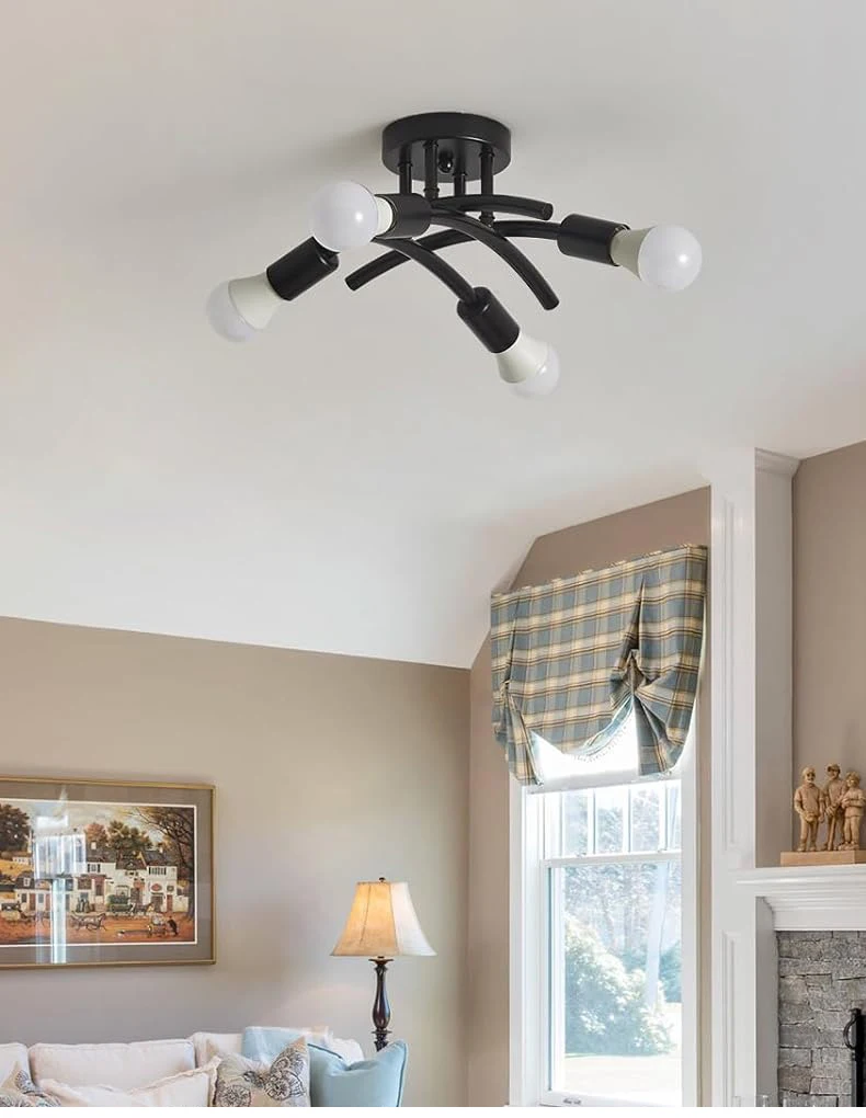 Retro-Style Wrought Iron Pipe Pendant Light, Industrial Art Pendant Lamp for Modern Living Room and Bedroom Lighting Decor