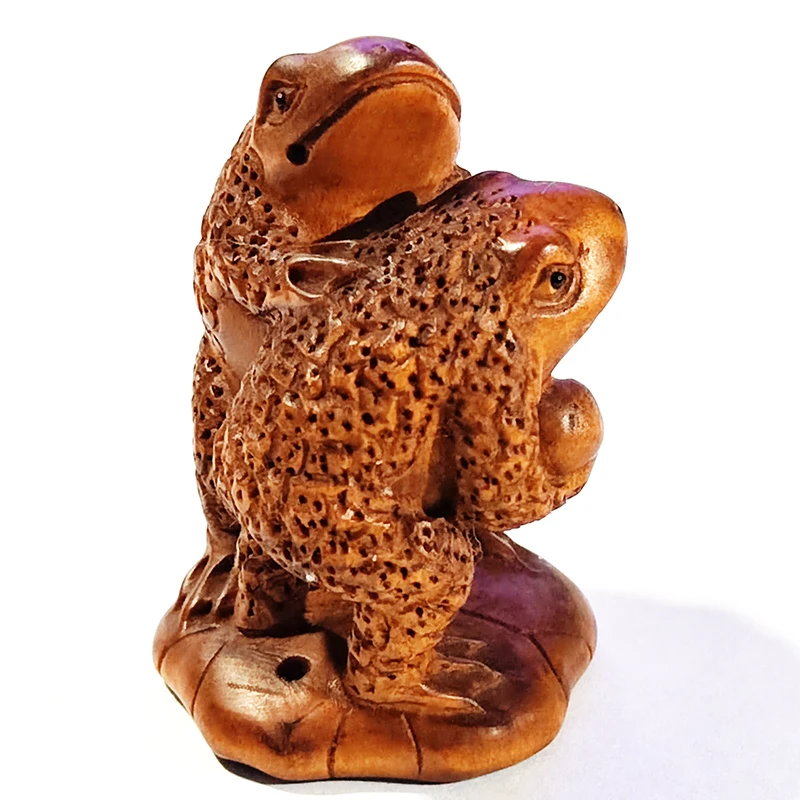 

Y8672 - 2 "резная вручную японская Тыква Netsuke-2, Забавные лягушки