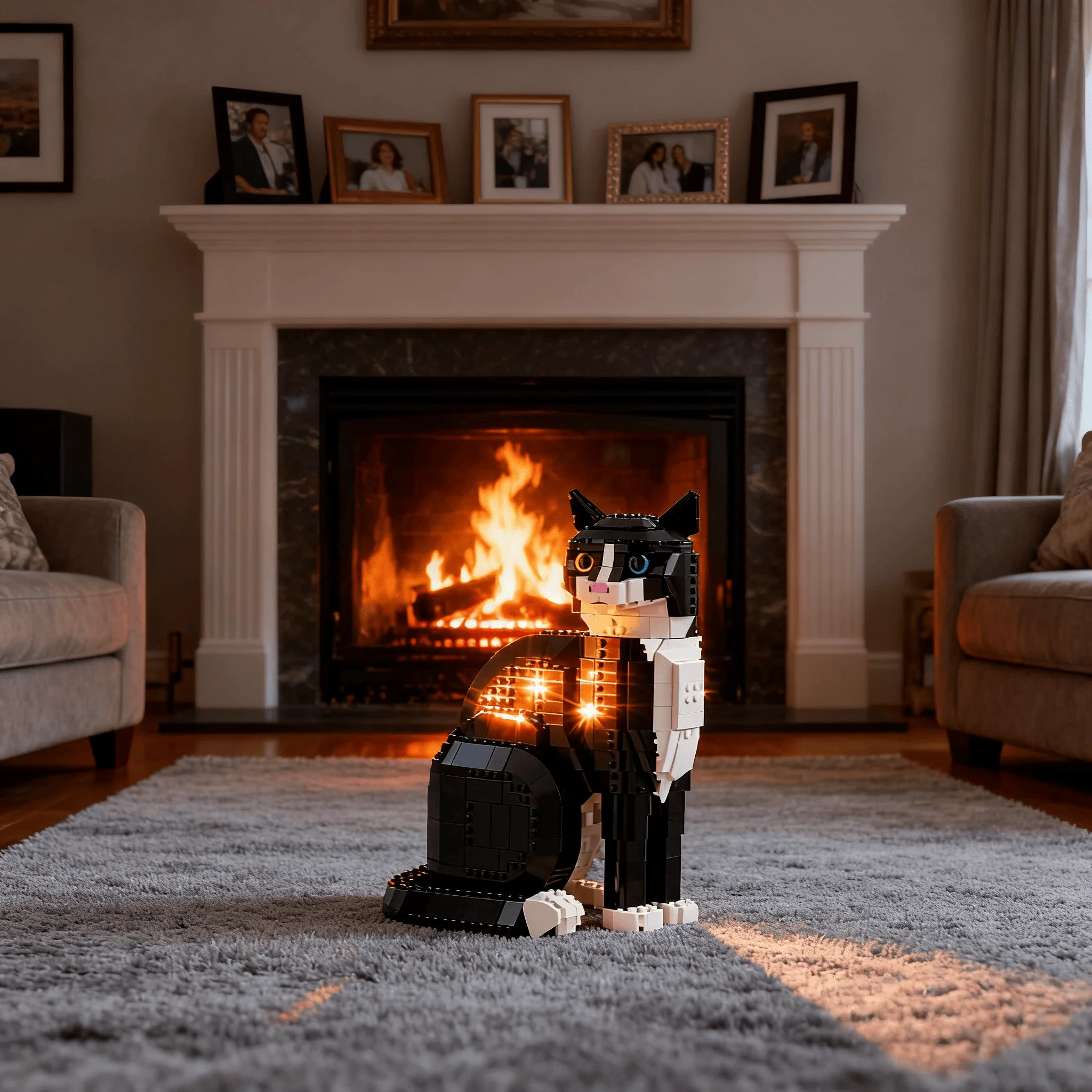 

1710pc home decoration 2026 new MOs building funny cute cat building new black and white cow cat modular assembly brick assembly