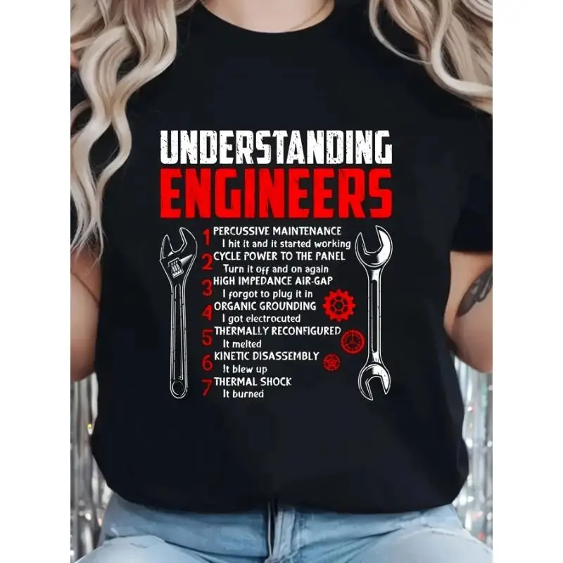 

Funny Understanding Engineers T-Shirt, Percussive Maintenance Mechanic Humor Graphic Tee, Unisex Tech Geek Engineer Gift Top