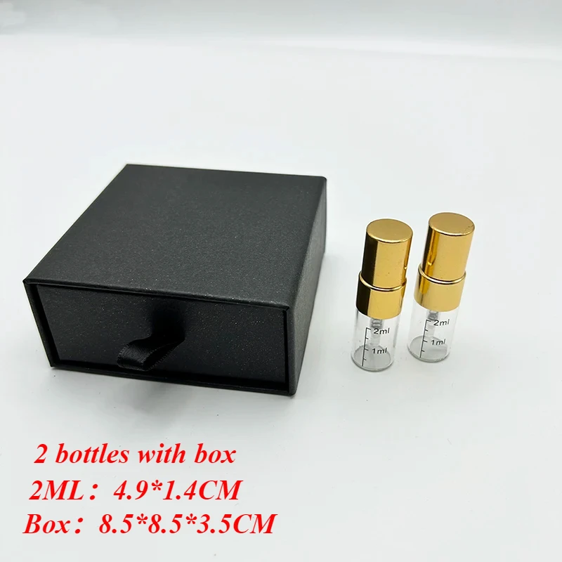 

2ml Perfume Atomizer Bottle with Box Packaging 2 Bottles in Box Empty Bottle Wholesale 8X8X3.5CM Box Packaging with Custom Logo