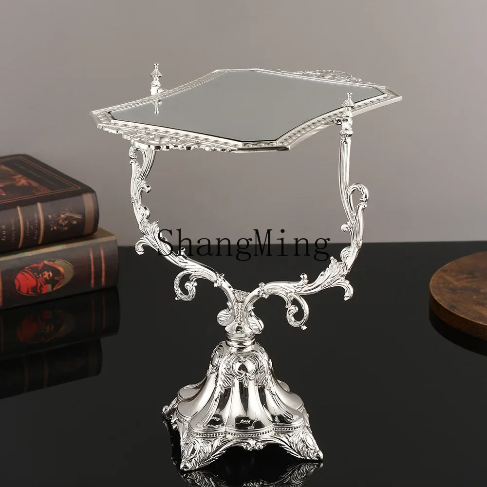 

CL Exquisite Lace Makeup Mirror Desktop HD Double Sided Mirror Vintage Reversible Makeup Mirror Desktop Ornament