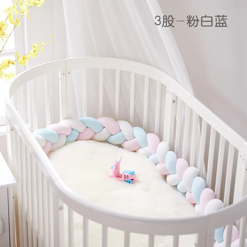 3M Baby Bed Bumper Long Knotted Three-strand Braided Crib Anti-collision Bed Surround Newborns Bumper Circumference Protector