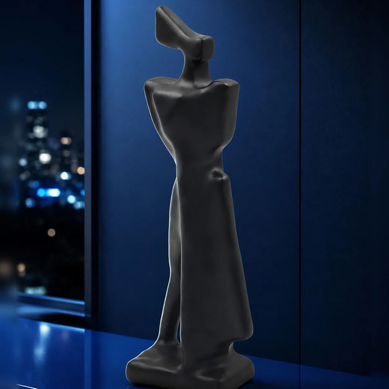 Abstract Lady Figure Resin Statue Black White Contemporary Sculpture for Living Room Entryway Console Table Shelf Office Decor