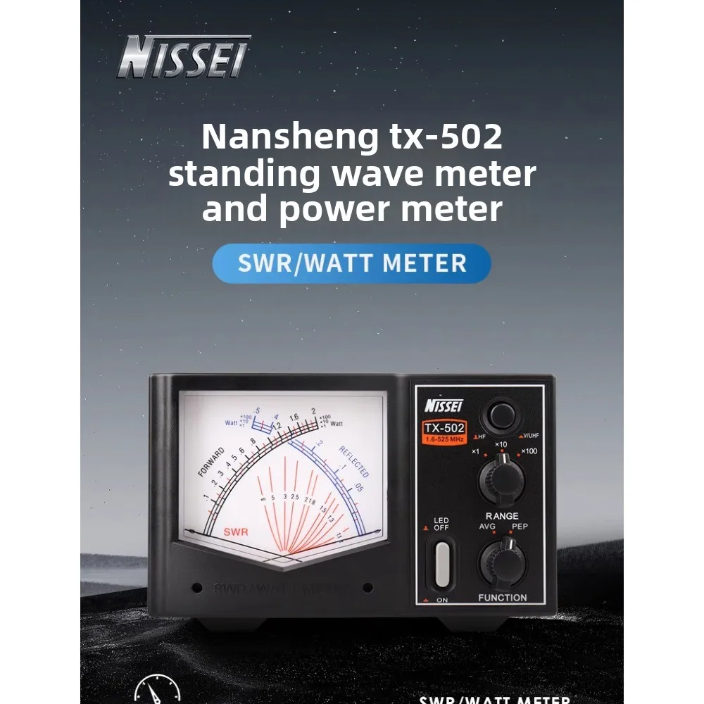 NISSEI Mini TX-502 SWR/Watt Meter 1.6-525MHz HF/V/U Band 200W High Quality Power Meter