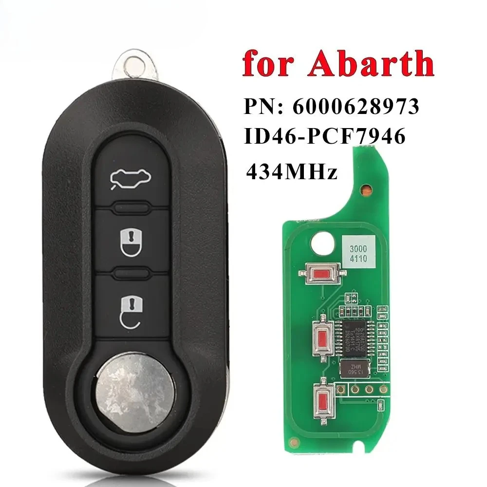 

2/3 Buttons Delphi BSI /Marelli 434Mhz ID46 Car Remote Key For Abarth 500 595 500 124 695 5CC 71752289 6000628973