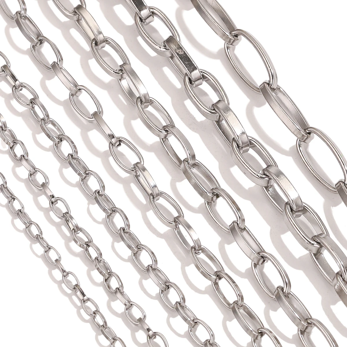 

1M 3-9MM Wide Stainless Steel Clasp Chain for DIY Steel Color Necklace Bracelet Jewelry Making Accessories Connector Wholesale