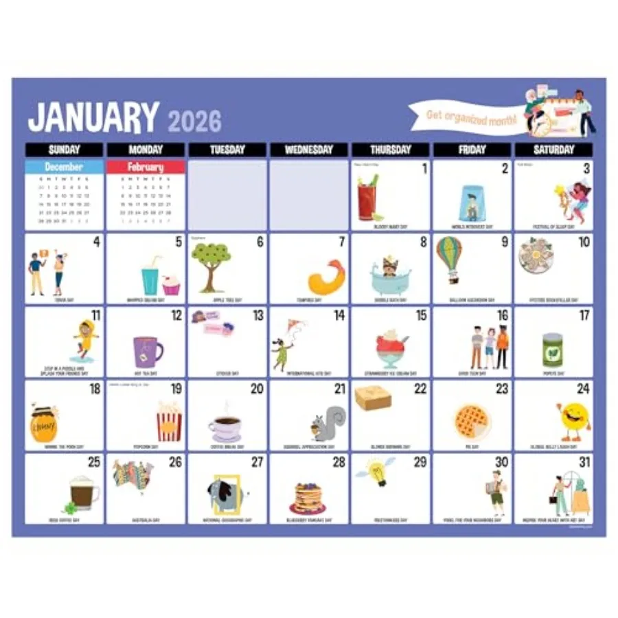 

2026 Every Day's A Holiday Medium Desk Pad Monthly Blotter Calendar - 12 Month Desk Pad Calendar 2026 - Monthly Tear-Off Pages