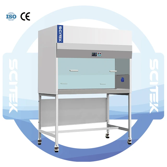 Benchtop Vertical Laminar Flow Cabinet High Efficiency HEPA Filters Stainless Steel Washable Polyester Hospital School
