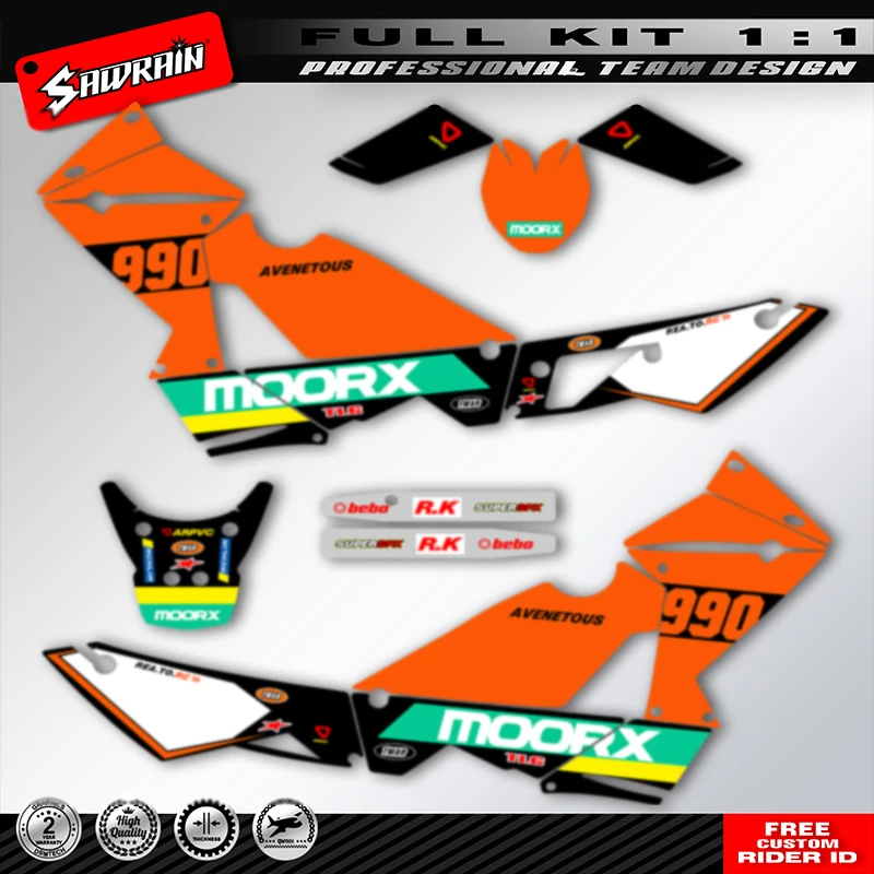 Sawrain Motorcycle Graphics Backgrounds Decals Stickers Kit For KTM 990 ADV R S 2003-2016 Number Name Custom