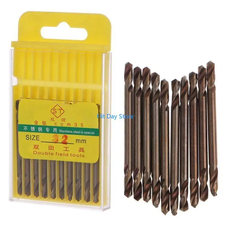 F92C BIT BIT SET 10 PCS M35 КОБАЛТные Бушные биты Двойные для головных буровых битов для металлических 3,2 -мм закручивающихся