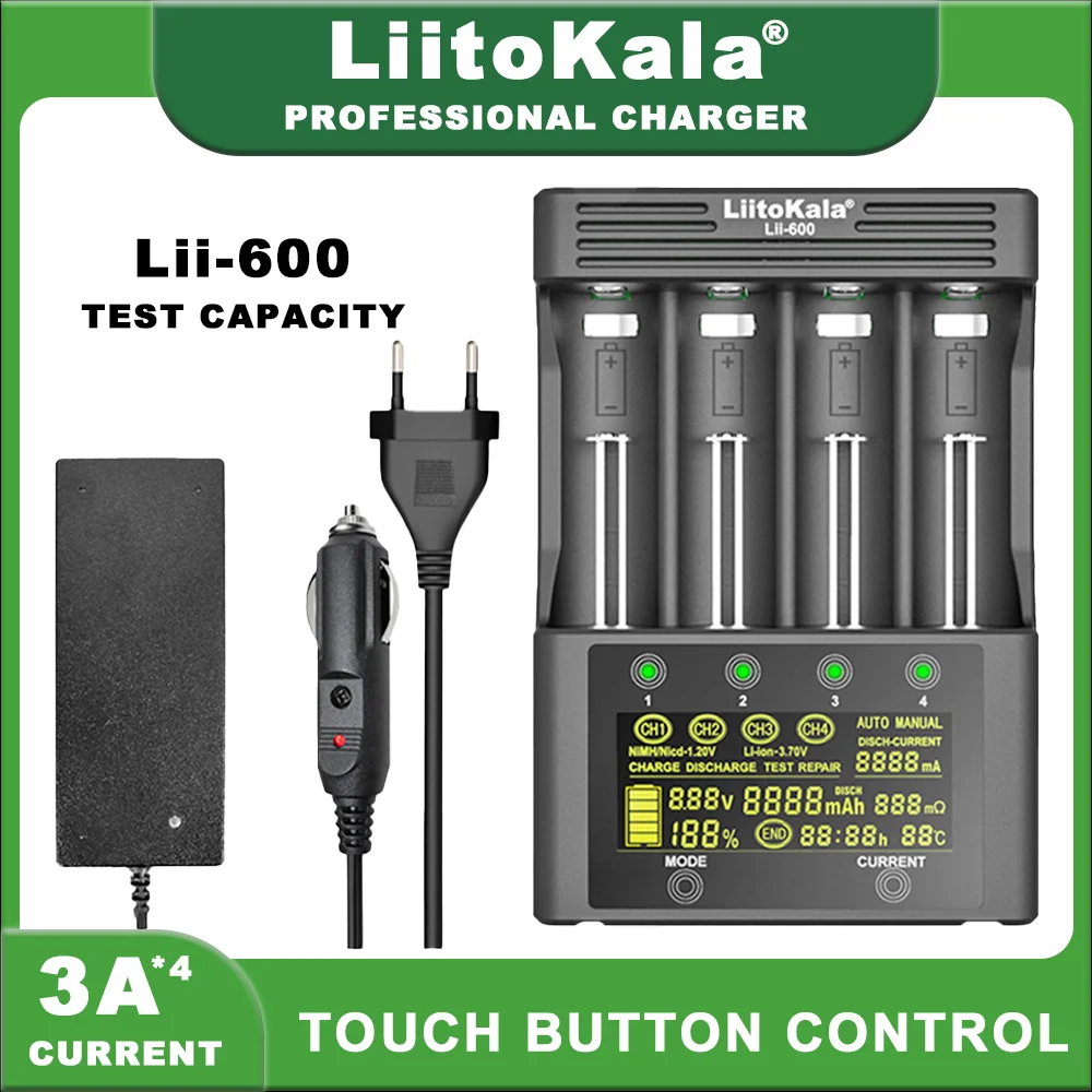 LiitoKala Lii-600 Lii-500 Lii-S6 Lii-D4XL  Battery Charger  3.7V NiMH 1.2V Battery Suitable for 18650 26650 21700 26700 18350