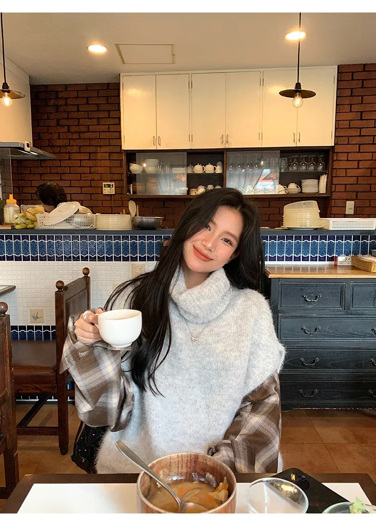 

Vintage Y2K Knit Sweater Vest for Women, Elegant Sexy Slim Fit Pullover, Autumn Office Casual Korean Fashion