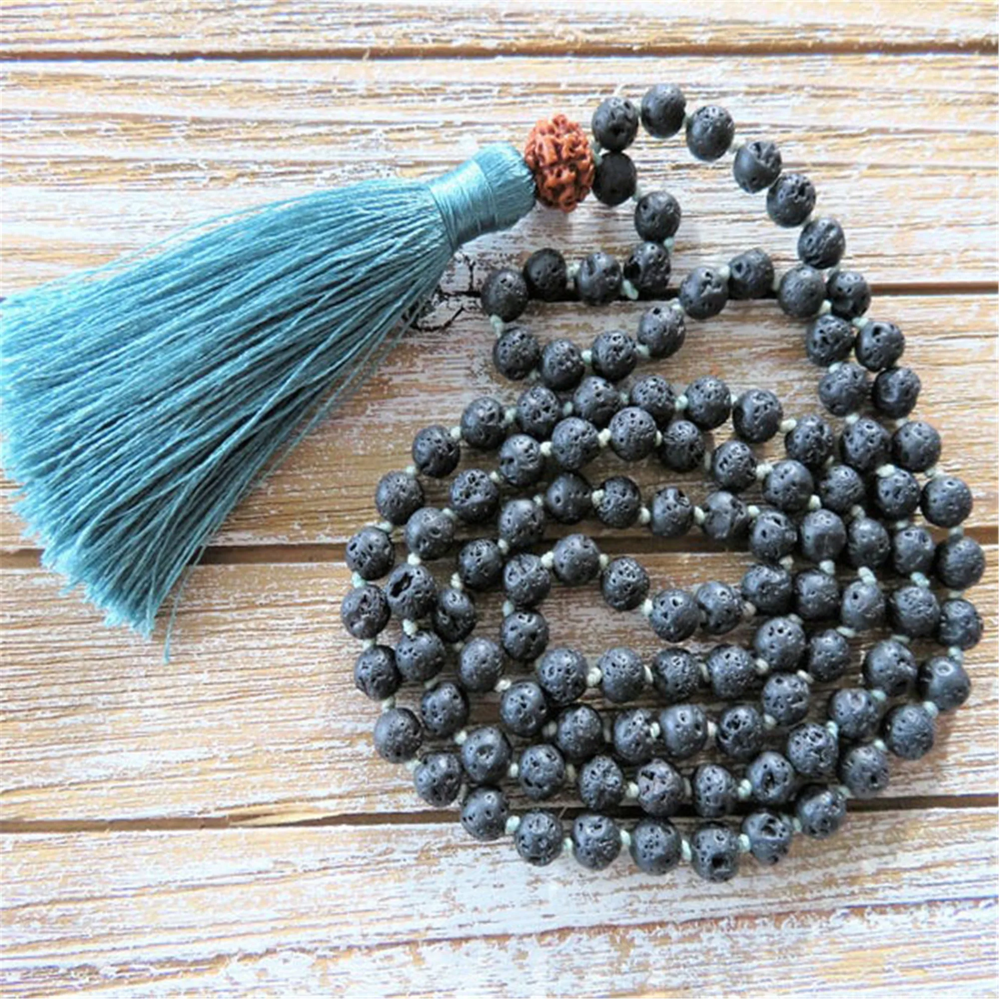 

Natural Lava Stone Unisex 108 Beads Necklace Men's Yoga Jewelry bracelet Women's Mala Meditation Energy Necklace Chakra