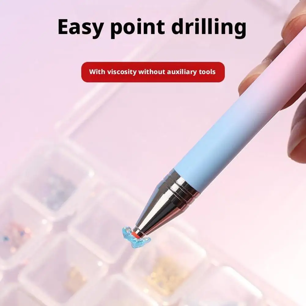 グラデーションカラーラインストーンピッカーツール詰め替え式ワックスペン（赤色追加ワックスリフィル3本付き）ネイルドットティングラインストーンピックアップペン