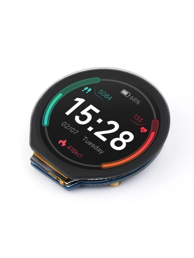 Módulo de exibição LCD redondo Waveshare de 1,28 polegadas com painel de toque, resolução 240 × 240, comunicação IPS, SPI e I2C