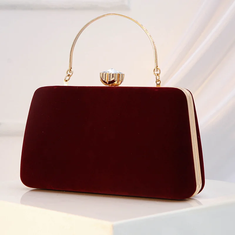 New Arrival Velvet Evening Bags Women's Retro Burgundy Handbag Birthday/wedding Party Mother's Clutch Bag Ladies Velour Purse 6
