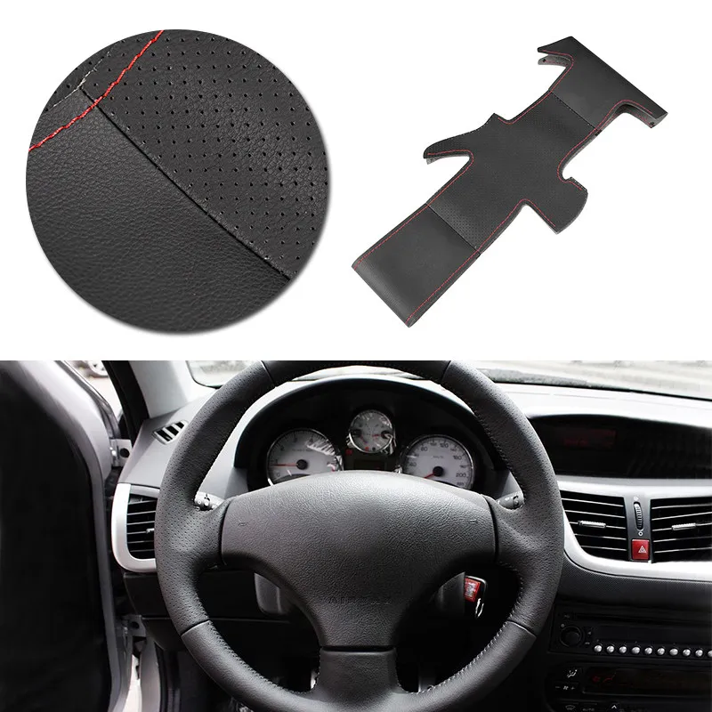 لبيجو 206 2007 2008 2009 207 لسيتروين C2 اكسسوارات السيارات مثقب ستوكات الجلود غطاء عجلة القيادة الكسوة #1