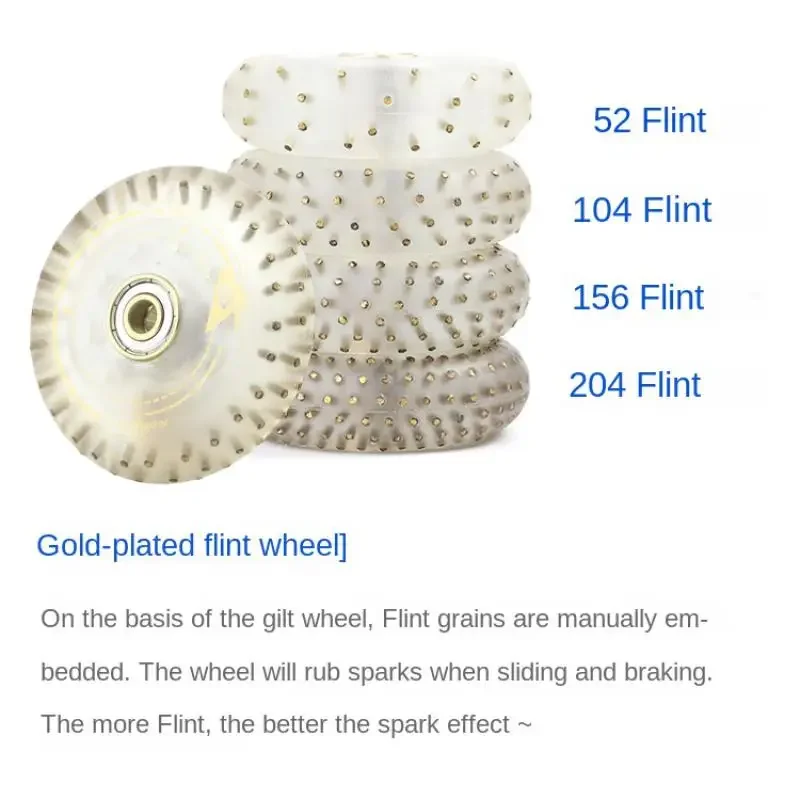 4 Pcs 90A Gilded Roller Skate Wheels Premium Transparent Polyurethane Wear-Resistant Solid Design with Flint Brake