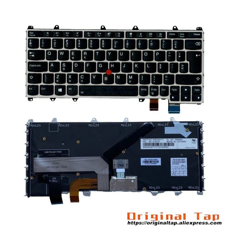 NL Dutch Backlit Keyboard for Lenovo Thinkpad X380 Yoga 370 01EN446 01AV735