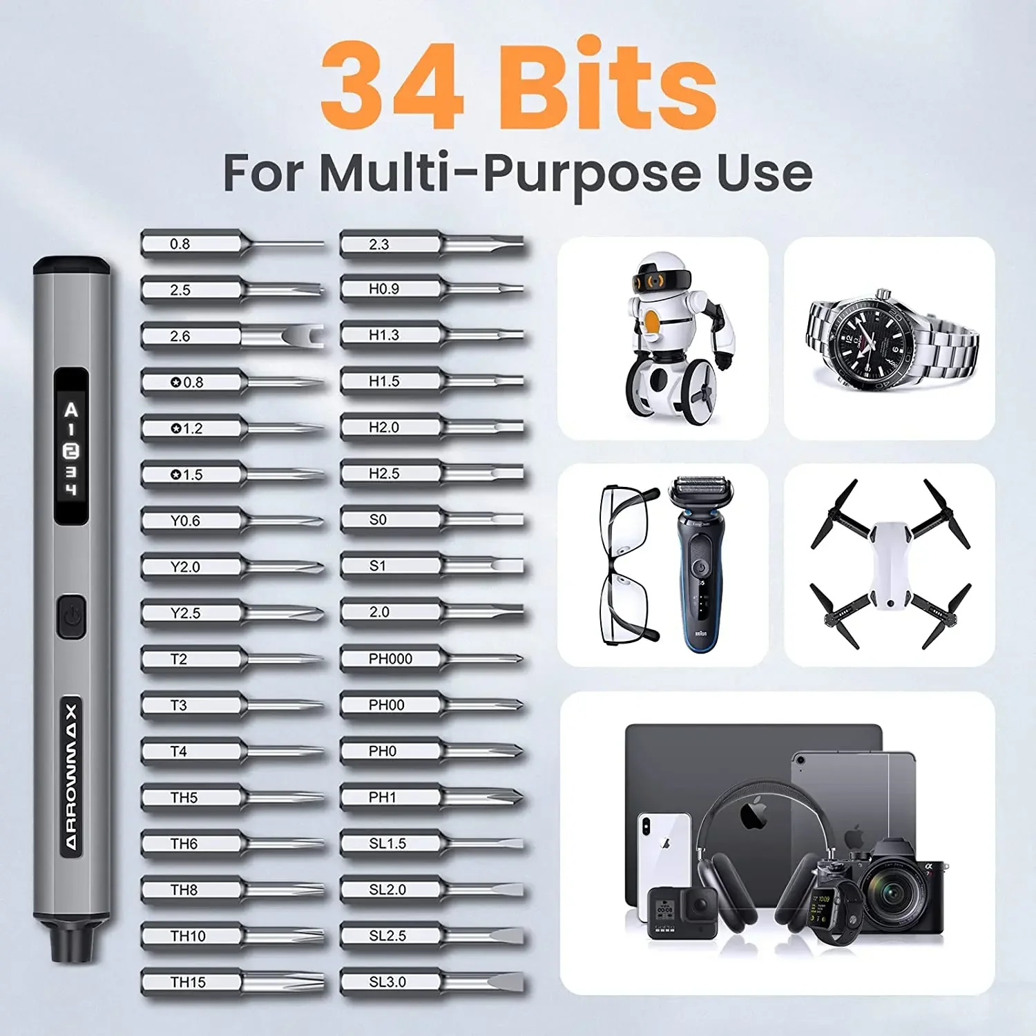 # For ARROWMAX Smart Electric Screwdriver Set Phone Repair Torque Adjustable Rechargeable Precision Screwdrivers Kit SES Pro #
