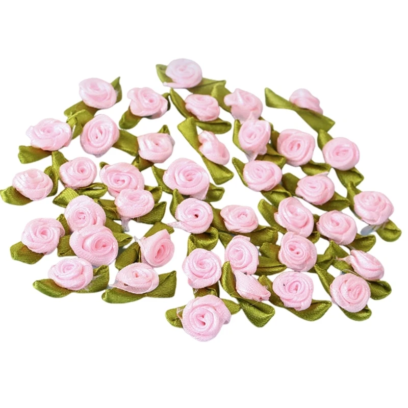 100PCS Small Rose Flower Padded Appliques Patches Craft Clothes Sewing Supply Woman Hairband Wristband Appliques