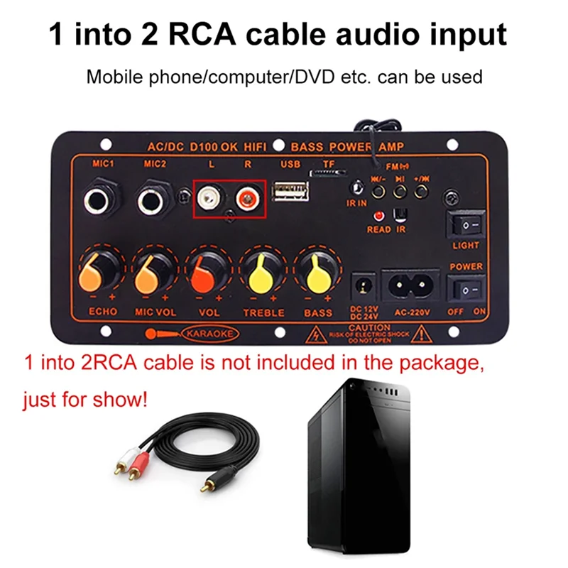 Amplificador de sonido Amplificadores Bluetooth Compatible con micrófono dual Reproductor de MP3 Disco U TF para altavoz de 4Ohm-Enchufe estadounidense-TCE