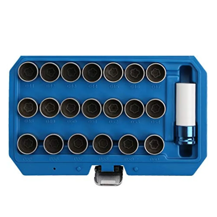 

Compatible for 21PC Master Lock Wheel Nut Stud Key Set Removal Locking Socket for BMW with Socket Adapter