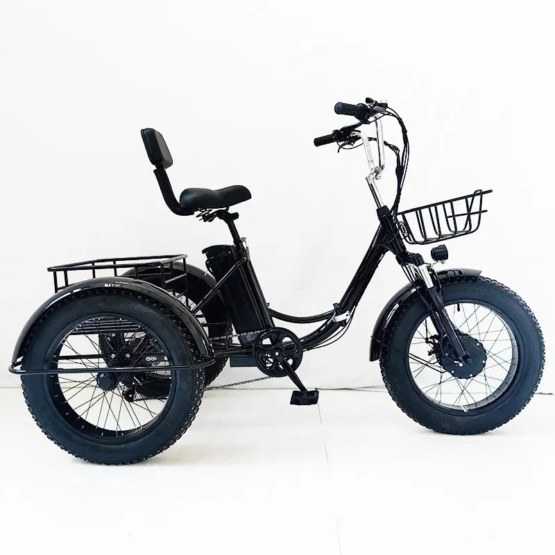 20-inch Fat Tire Lithium Battery Tricycle Snow Tire Pedal Power Tricycle Rough Tire Disc Brake Electric