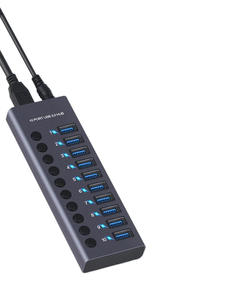 USB 3.0 expander, high-speed splitter, multi-port plug with independent power switches