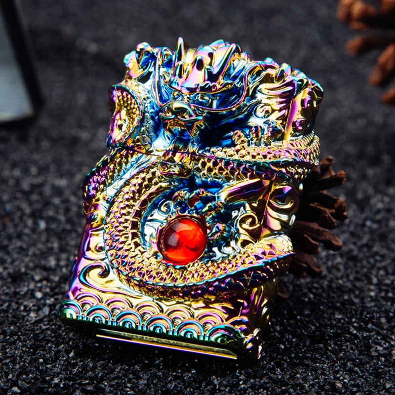 

Tianlong Hollow ZORRO Lighter Armor Carved Dragon Pearl Windproof Gift Option Wholesale KJ1001