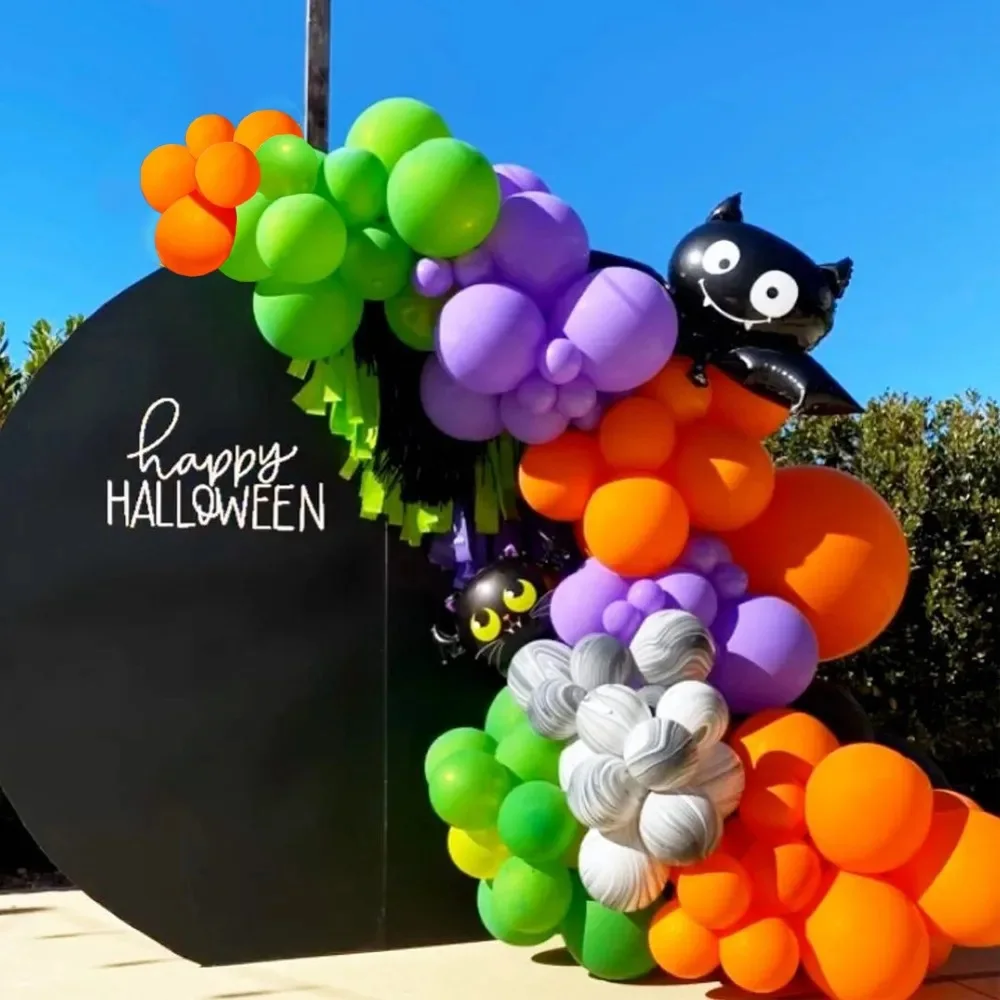 

Halloween Balloon Wreath Arch Set with Colorful Confetti, Eyeball Balloons Suitable for Halloween Party, Black and Orange, 90Pcs