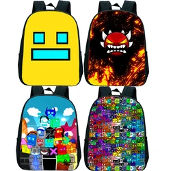 Angry Geometry Dash Backpack For Baby Boys Girls Cartoon Children Kindergarten Schoolbag Kids Gift