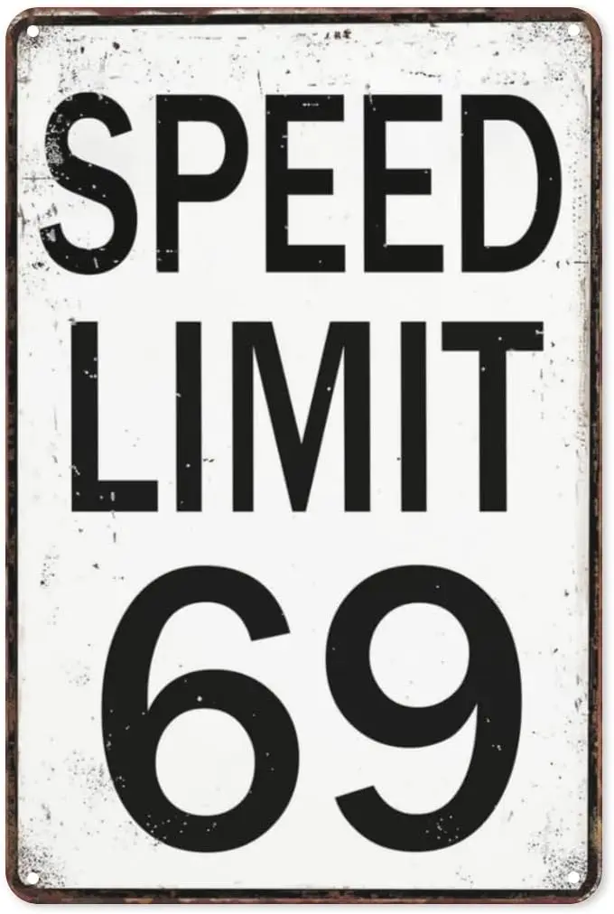 Road Signs Room Decor Speed Limit 69 Sign Funny Street Tin Signs For Bedroom Cool Stuff For Mens Teens Cool Poster For Guys sign