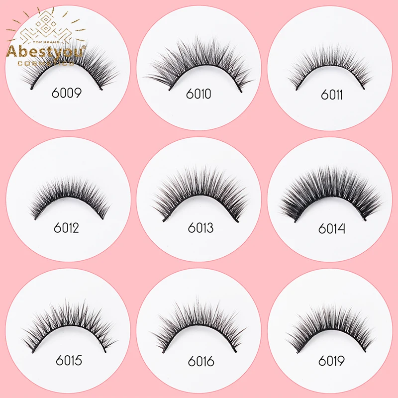 Abestyou-Extensão dos Cílios Postiços, 3D Curto Wispy, Banda Fina, Suave, Estilo Natural, Faux Cils, Novo, 10 Pares