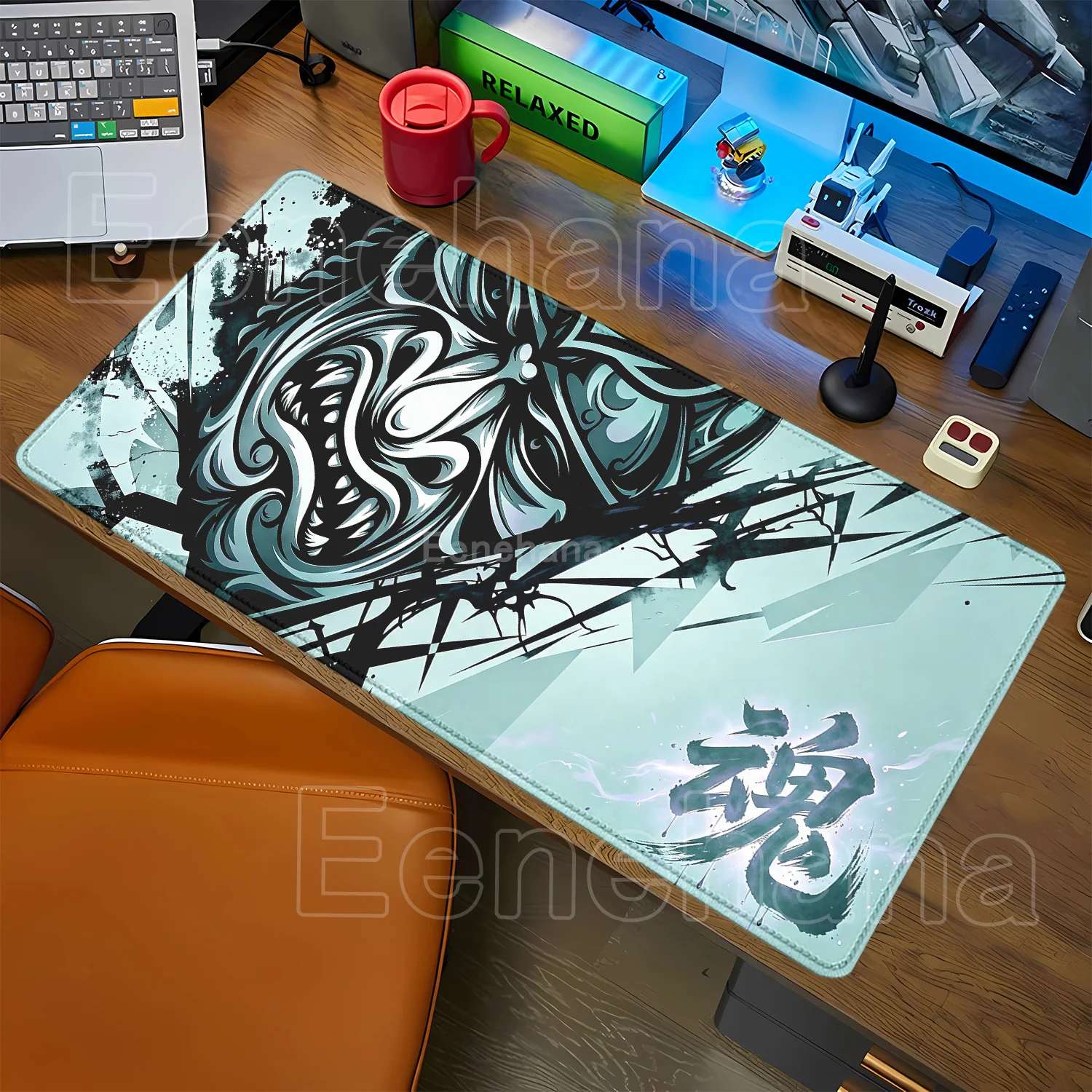 Larger Ghost Face Non-slip Base Mouse Pad HD Printing Japanese Samurai Devil Mask PC Office Accessories Gaming Overlock Desk Mat