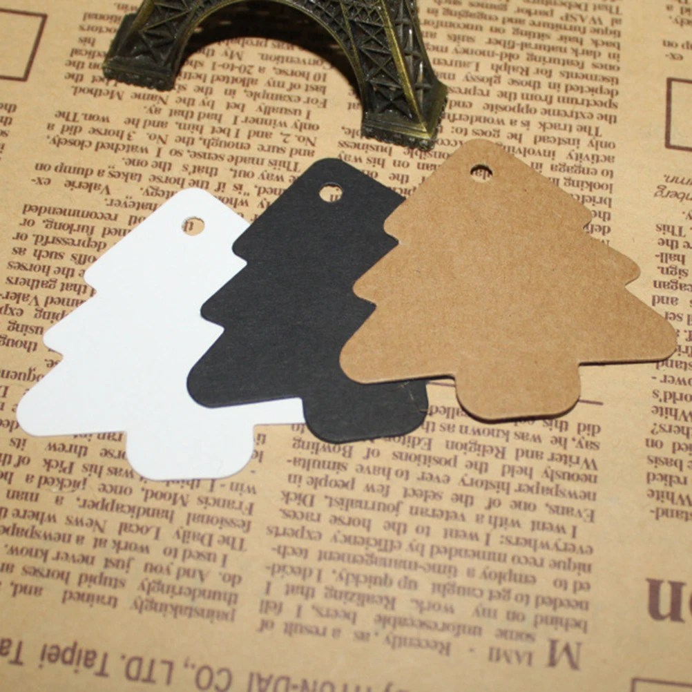 

50 Pcs Party Gift Tags Christmas Kraft Paper Tree Shape Label Decoration Labels Practical