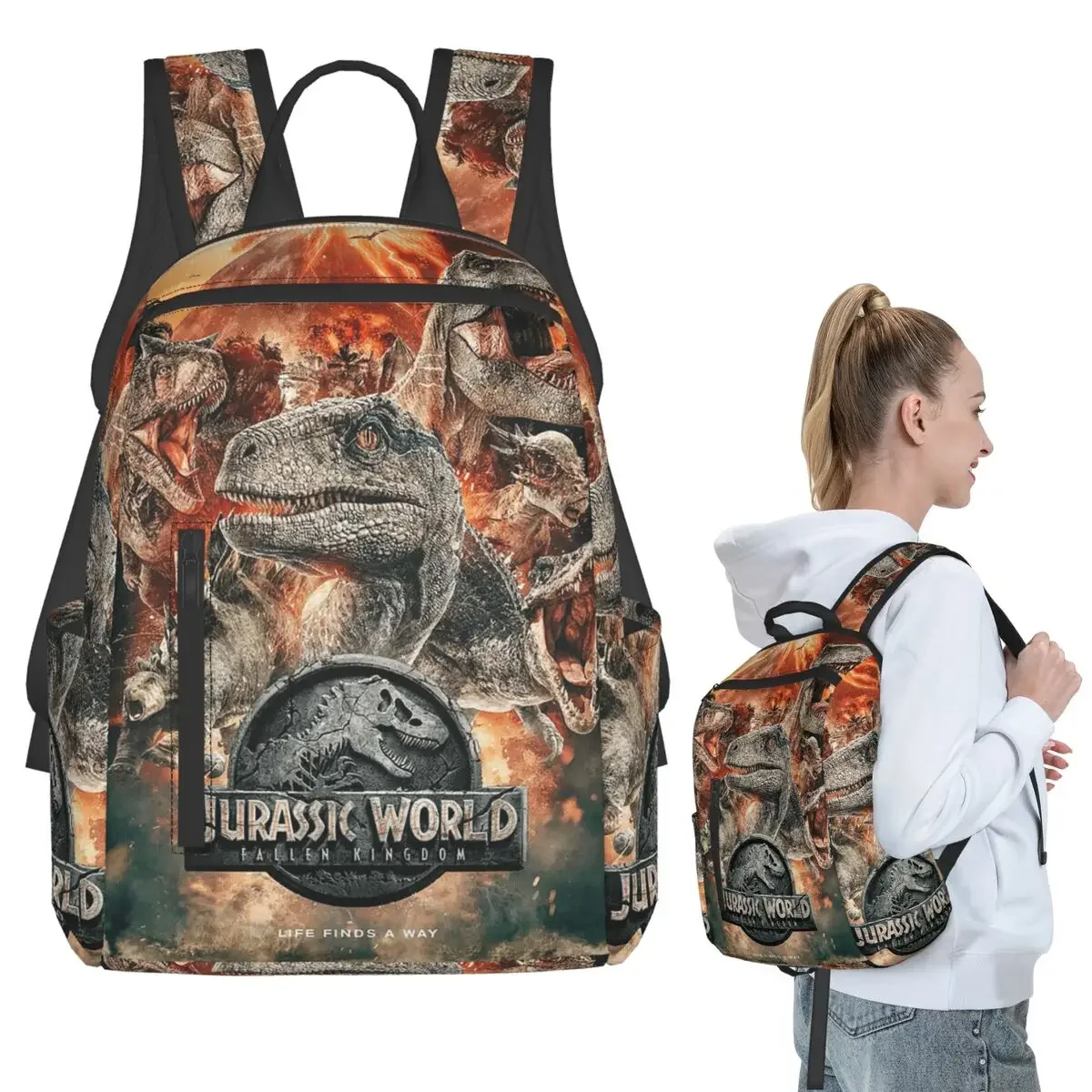 

Jurassic World DinosaurFallen Kingdom 2018 Backpack Boys Girls BookBag Children School Bag Laptop Shoulder Bags for Men Women